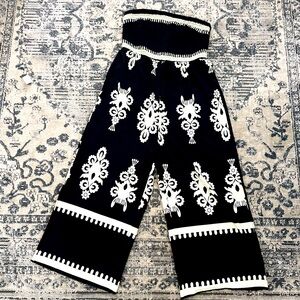 Black and White Strapless Jumpsuit